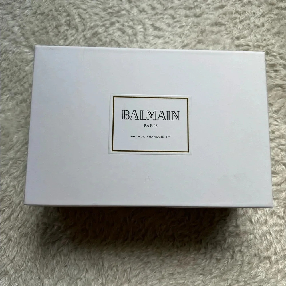 New in Box Balmain Symi Slided Leather Button Shoes Sandals Smooth Black Gold - Picture 12 of 15